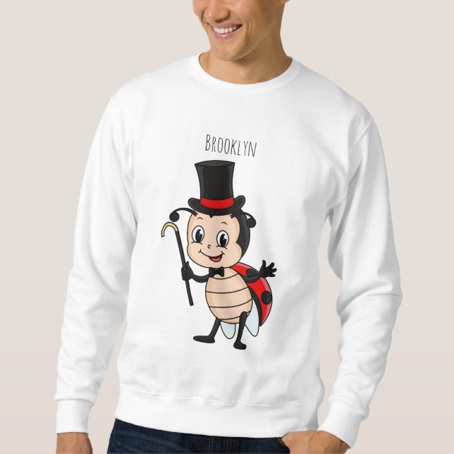 Cute ladybug with top hat and tie cartoon  (Frente)