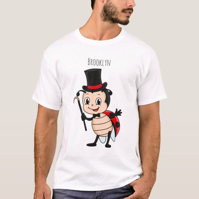 Cute ladybug with top hat and tie cartoon (Frente)