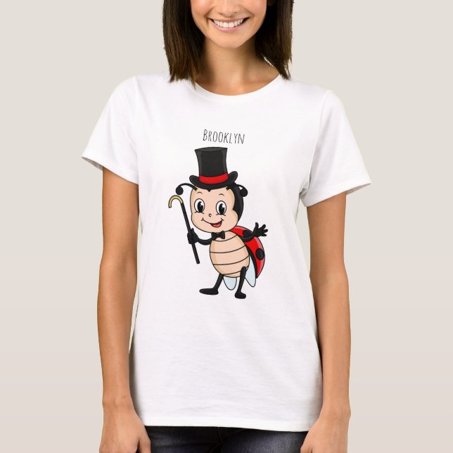 Cute ladybug with top hat and tie cartoon (Frente)