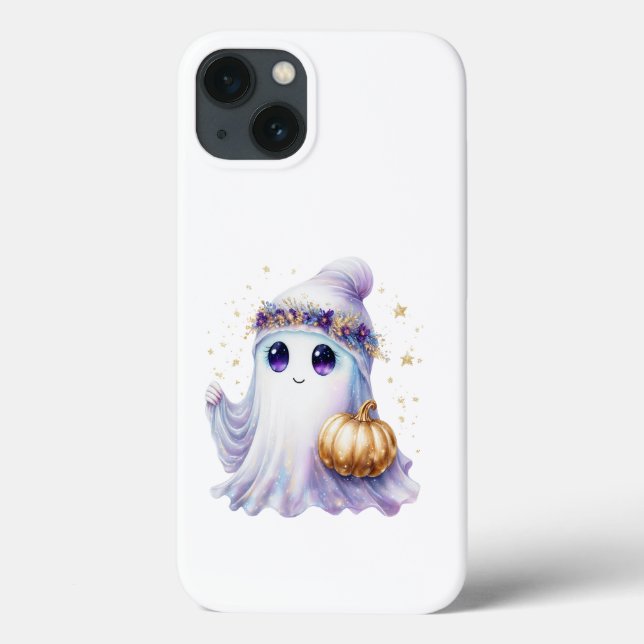 Cute Lavendar Purple Ghost Halloween Spooky Bougie (Verso)