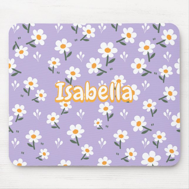 Cute Lavender Daisy Mouse Pad for Spring (Frente)