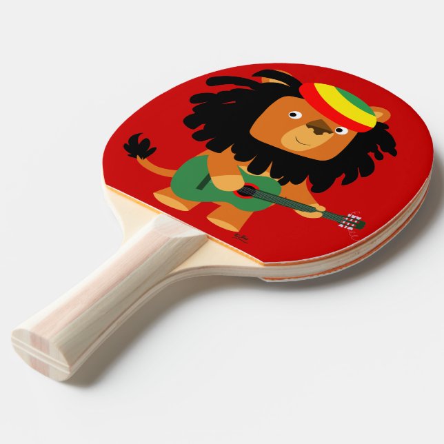 Cute Leão de Sião Cartoon Raquete de Ping Pong (Frente inclinada)