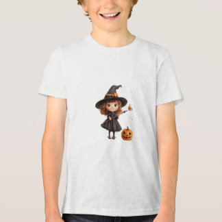 Cute Little Witch Flying on Broom Happy Halloween