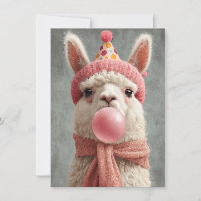 Cute Llama Birthday Card (Frente)