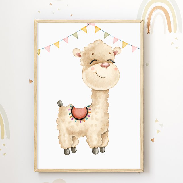 Cute Llama Nursery Poster Animal Kids Room Impress (Criador carregado)