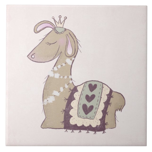 Cute Llama Princess Vestindo uma Coroa (Frente)