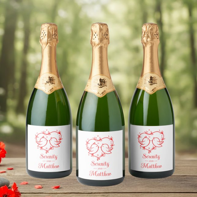 Cute Lovebirds Boho Red Heart Garden Wedding (Criador carregado)