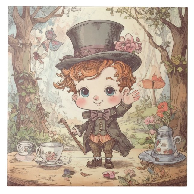 Cute Mad Hatter Whimsical Wonderland Woodland Art (Frente)
