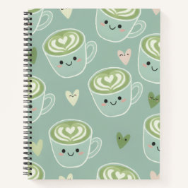 Cute Matcha Latte Pastel Green Spiral Notebook