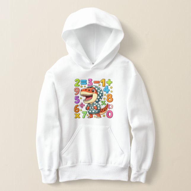 Cute Maths Dinosaur Hoodie for Kids School (Postura )