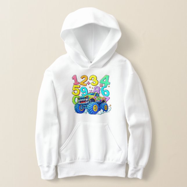 Cute Maths Numbers Car Cartoon Hoodie Kids UK!! (Postura )