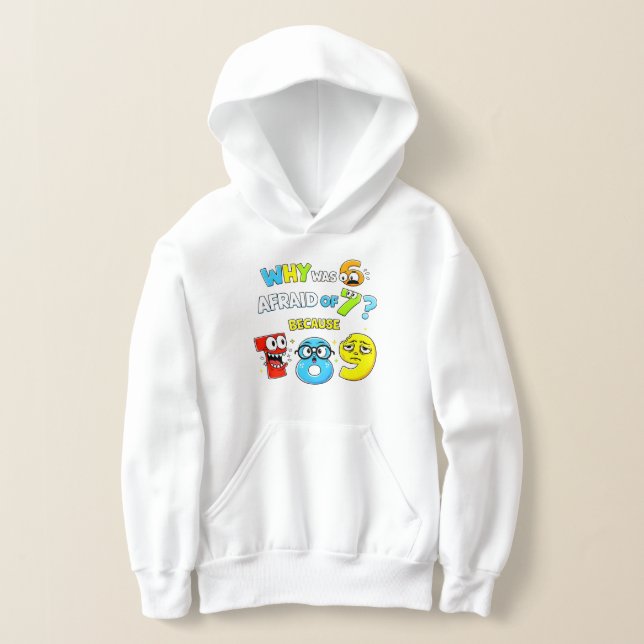 Cute Maths Numbers Cartoon Hoodie Kids UK Learning (Postura )