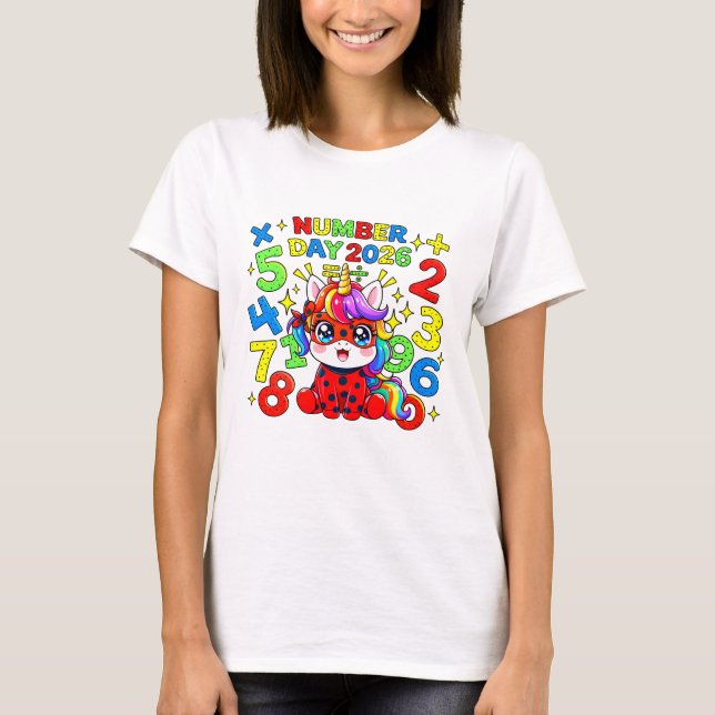 Cute Maths Numbers Ladybird Número Dia Camiseta UK (Frente)