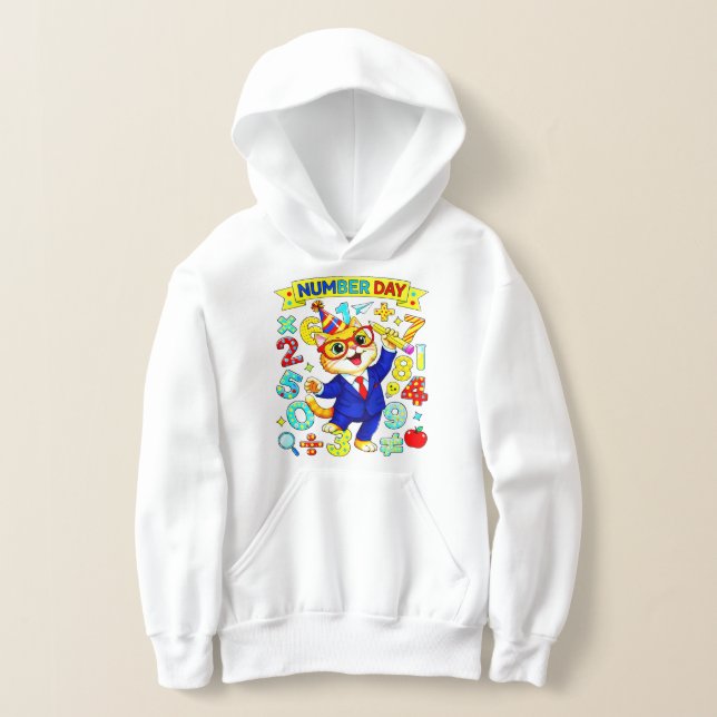 Cute Maths Numbers Mouse Number Day Hoodie Kids UK (Postura )