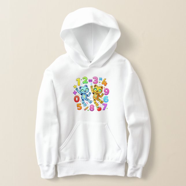 Cute Maths Numbers Pattern Cartoon Hoodie Kids UK! (Postura )