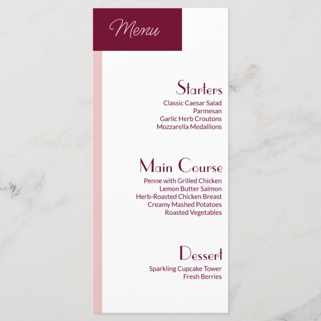 Cute Menu Sweet 16  Custom Flat Menu (Frente)