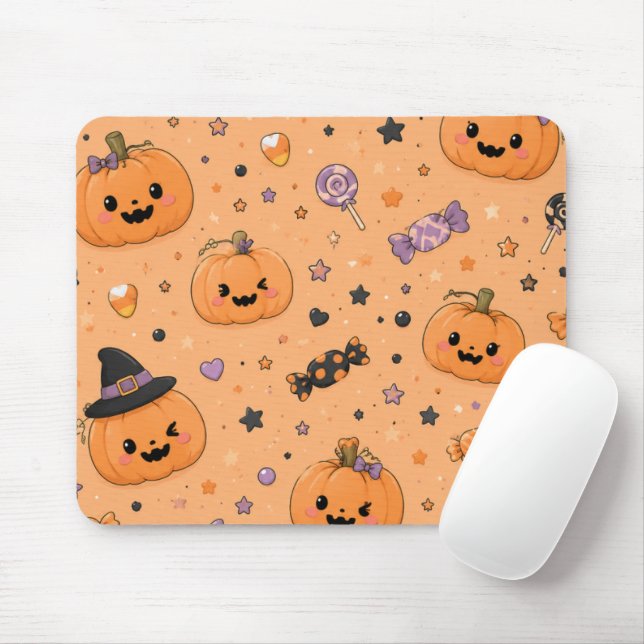 Cute Mini Abóbora Halloween Mousepad (Com mouse)