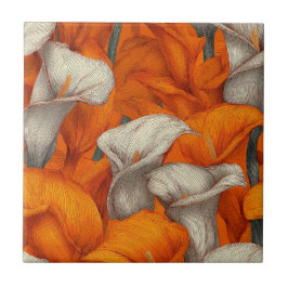 Cute Mosaic Calle Lilies  Tiles  For Indoor Floor