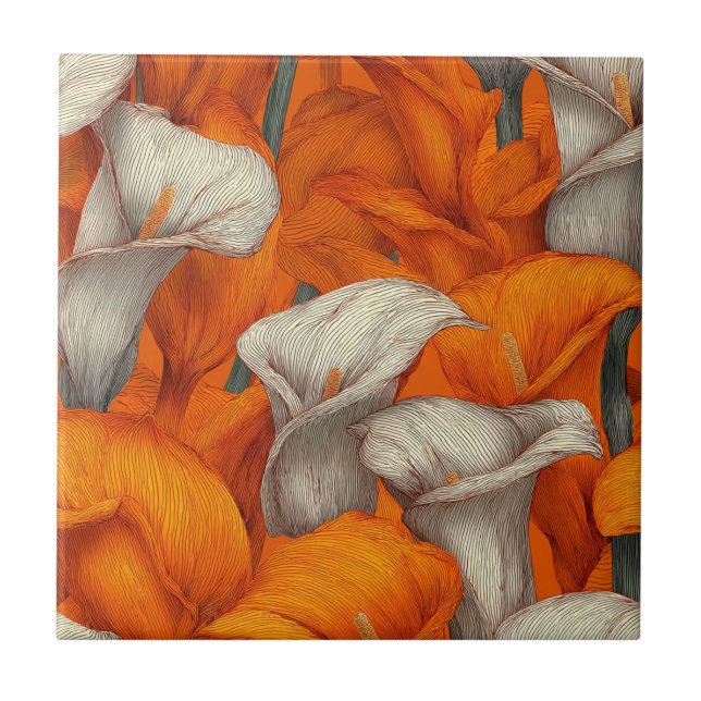 Cute Mosaic Calle Lilies  Tiles  For Indoor Floor (Frente)