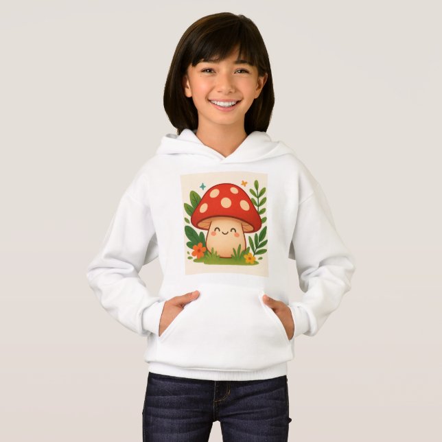 Cute Mushroom Hoodie for Kids (Frente Completa)
