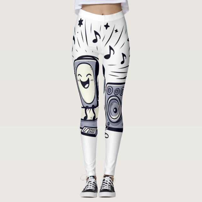 Cute Music Lover – Fun Cartoon Workout Leggings (Frente)