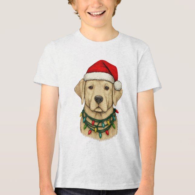 Cute Natal Labrador com Chapéu de Papai Noel e Fér (Frente)