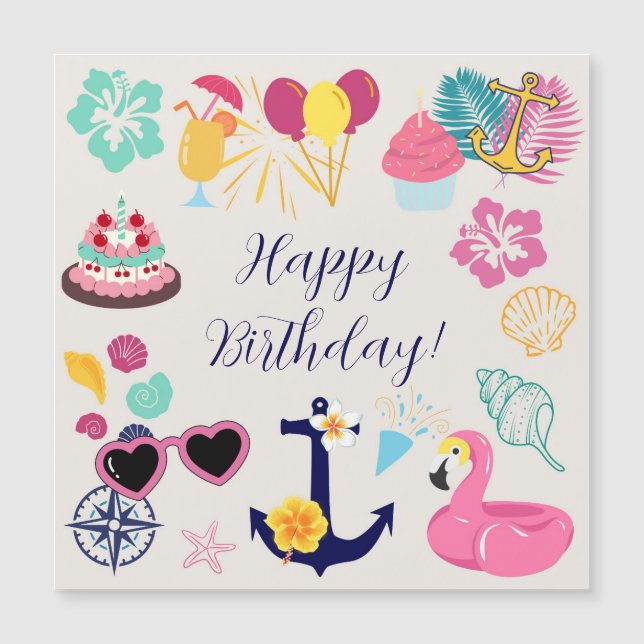 Cute Nautical Birthday Door Magnet (Frente)