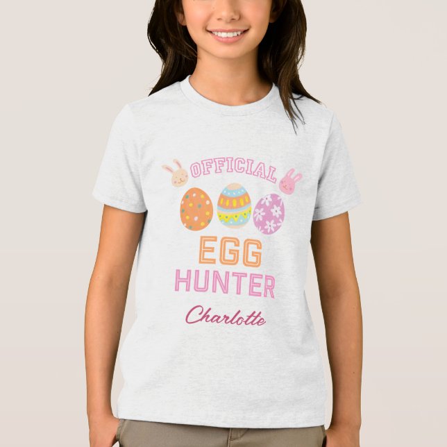 Cute Official Egg Hunter Easter Kids Name (Frente)