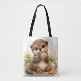 Cute Otter Tote Bag – Kawaii Beach Animal