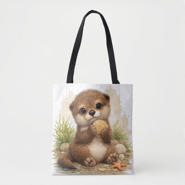 Cute Otter Tote Bag – Kawaii Beach Animal (Frente)