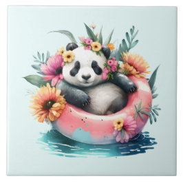 Cute Panda Chilta em um tubo interno