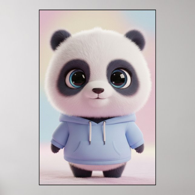 Cute Panda Hoodie – Kawaii Panda Poster Art (Frente)