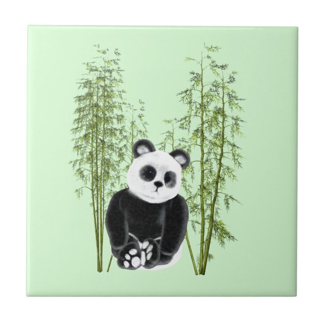Cute Panda Sentado em Bambu (Frente)