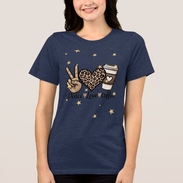 Cute Paz Amor Café SVG - Brilho e Leopardo  (Frente)