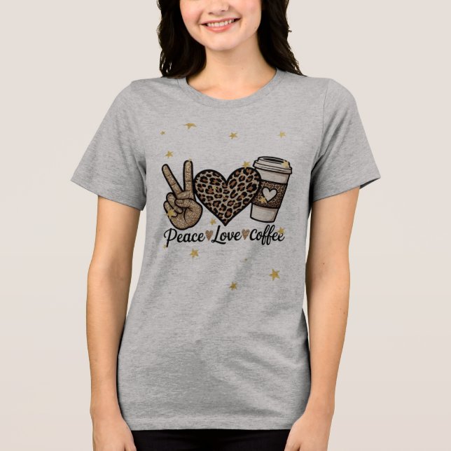Cute Paz Amor Café SVG - Brilho e Leopardo  (Frente)