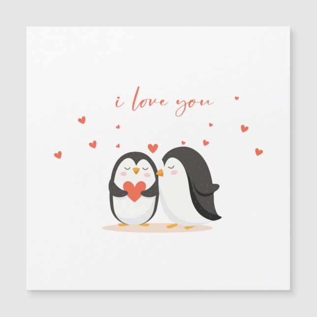 Cute Penguin Card - For Anniversary I Love You (Frente)