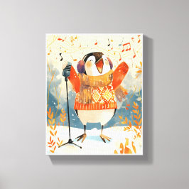 Cute Penguin Christmas Animal Nursery Art Canvas 