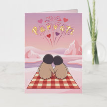 Cute Penguin Valentine Picnic Card for your Wife