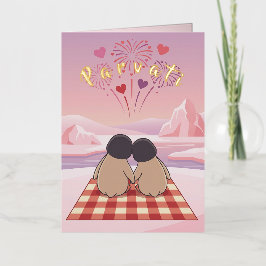Cute Penguin Valentine Picnic Card for your Wife
