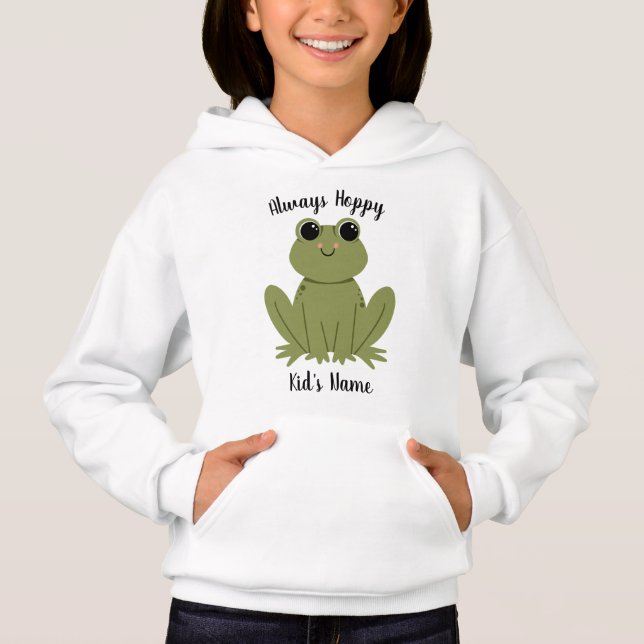 Cute Personalized Frog Always Hoppy Kids Name (Frente)