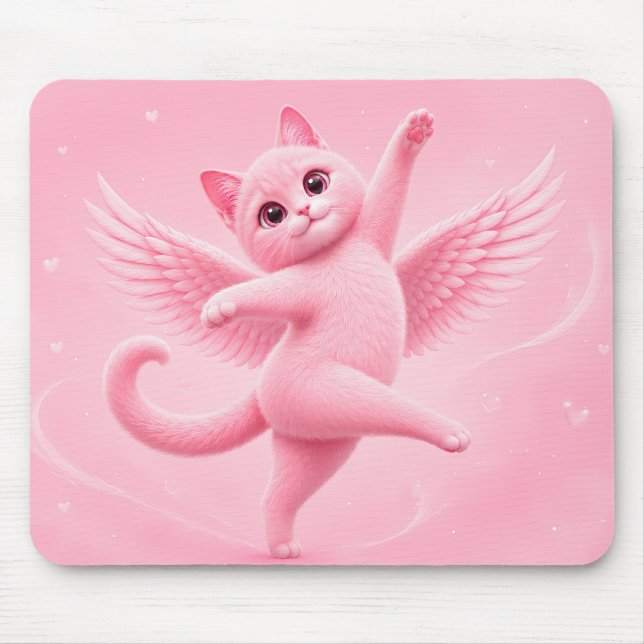 Cute Pink Angel Cat Mouse Pad (Frente)