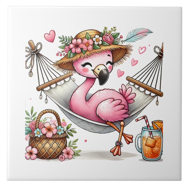 Cute pink flamingo beach lovers (Frente)