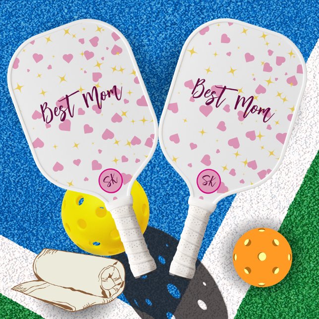 Cute Pink Hearts Pickleball Paddle for Mom Gift (Criador carregado)