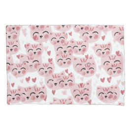 Cute Pink Kittens and Hearts Pattern for Kids