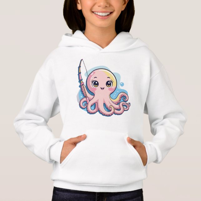 Cute Pink Octopus – Kids’ Hoodie (Frente)