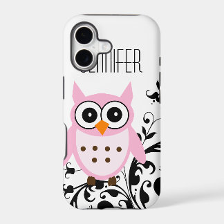 Cute Pink Owl, Seu Nome, capa para iPhone 5