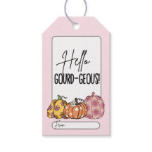 Cute Pink Pumpkin Etiqueta de Presente de Hallowee
