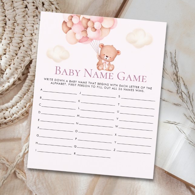 Cute Pink Watercolor Bear Baby Shower (Criador carregado)