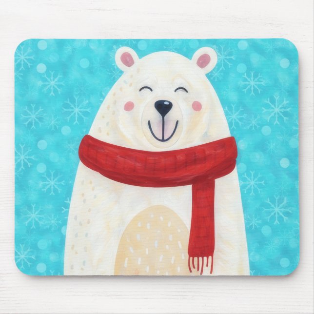 Cute Polar Bear Winter Mousepad (Frente)