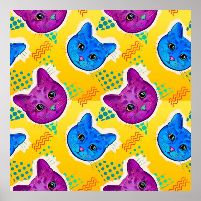 Cute Pop Art Cat Poster (Frente)